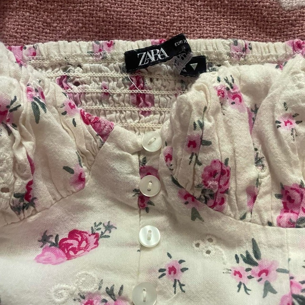 Pink floral midi dress 100% cotton